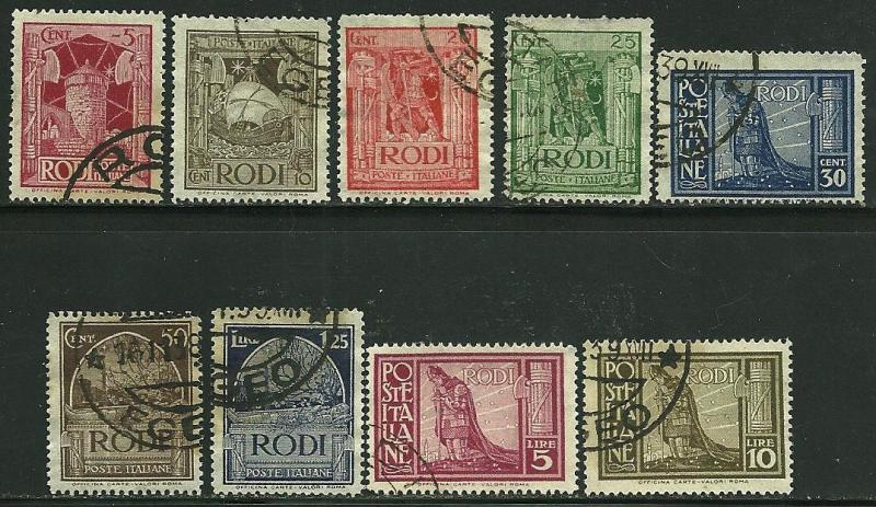 Italian Offices Abroad, Rhodes # 55-63., Used. CV $ 8.75