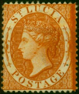 St Lucia 1876 (1s) Deep Orange SG18a Fine & Fresh LMM