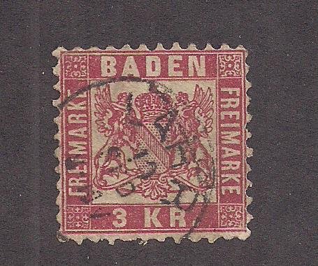 GERMAN STATES - BADEN SC# 27   F/U 1868