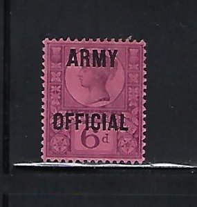 GREAT BRITAIN SCOTT #O58 1901 ARMY OFFICIALS OVPT. 6P (VIOLET/ROSE)  MINT HINGED