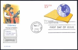 USA Sc# UX146 (Fleetwood) FDC Postal Card (Washington, DC) 1990 3.22 Literacy