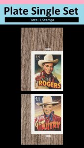 US 4446 4449 Cowboys of the Sliver Screen 44c plate single set 2 L MNH 2010