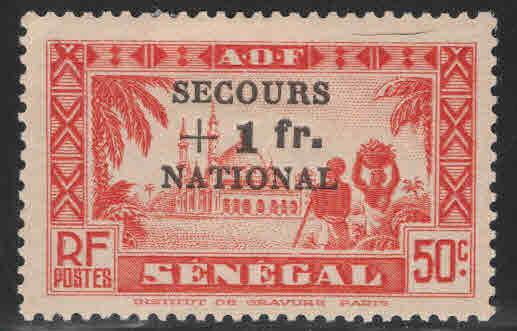 Senegal Scott B9 MH* semi postal overprinted stamp