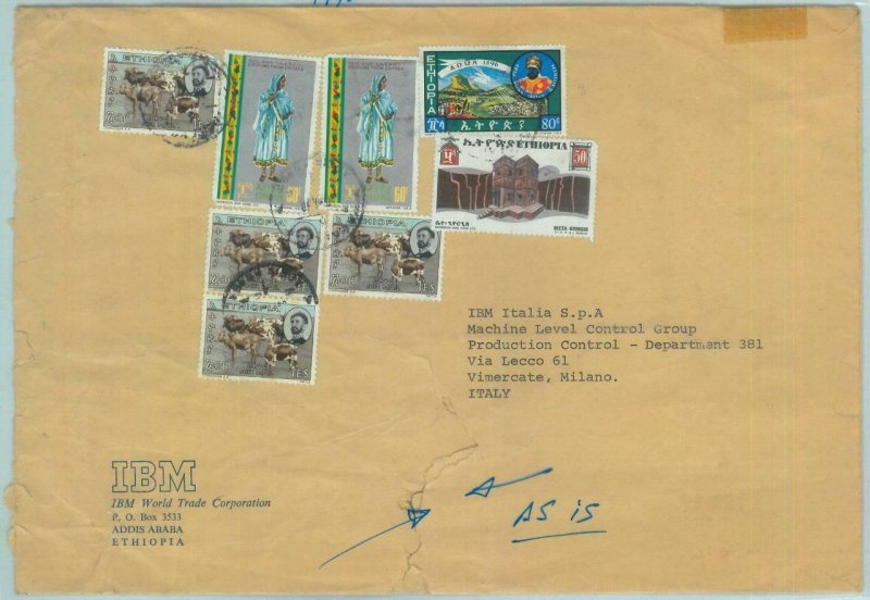 84513 -  ETHIOPIA - Postal History - COVER to ITALY  1975 - Animals ARCHITECTURE