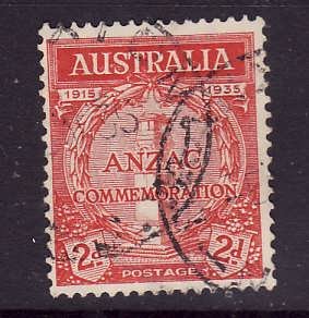 Australia-Sc#150-used 2p red -Whitehall Cenotaph-1935-