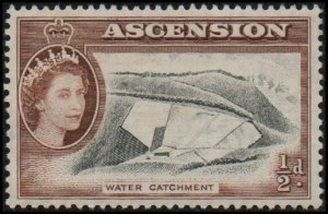 Ascension 62 - Mint-H - 1/2p Water Catchment (1956)