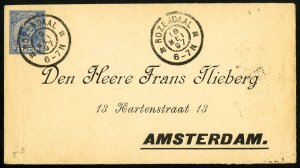 Netherland Stamps Early Post Card Cancelled 1887 Backstamped