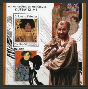 SAO TOME 2018  100th MEMORIAL ANNIVERS OF GUSTAV KLIMT PAINTING  S/SHEET MINT NH