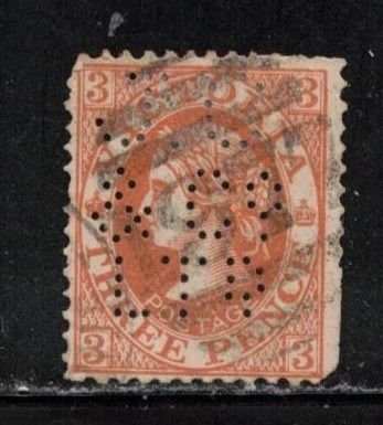 VICTORIA Scott # 198 Used - Queen Victoria With JO & Co. LTd. Perfin