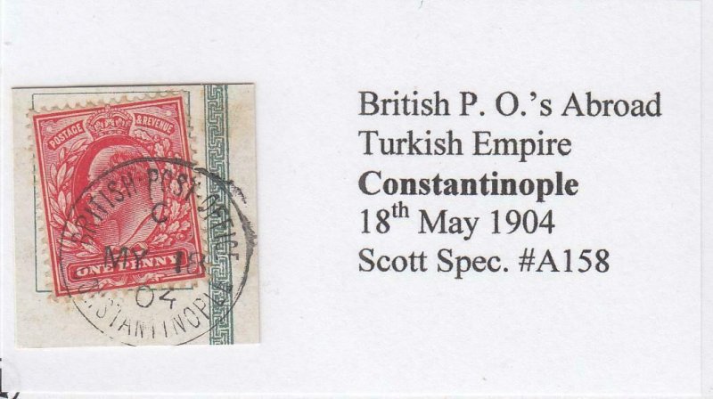 GREAT BRITAIN (MK7286) # 128 VF-USED ON PIECE 1p 1902-11 KEVII /CANCEL BR. PO