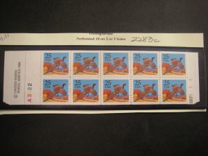 Scott BK159, Scott 2283c, 25c Pheasant, #A3222, color error, cover corner tear