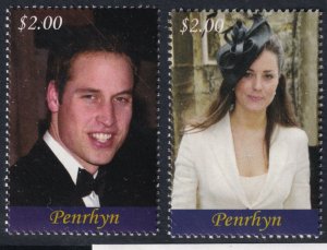 Sc# 476 477 Penrhyn Prince William & Kate Middleton $2.00 MNH issues CV $6.50