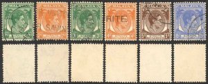 Straits Settlements SG293/8 Die 2 set of 6 Fine used Cat 36.10 pounds