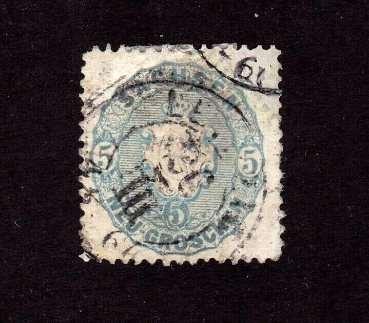 Saxony stamp #20b, used, gray blue,  CV $72.50