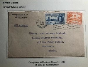 1943 Georgetown British Guiana Airmail Cover To Montreal Canada