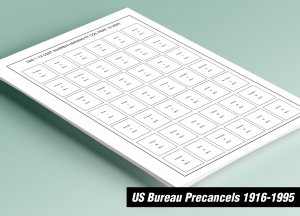PRINTED US BUREAU PRECANCELS [3 VOLS.] 1916-1995 STAMP ALBUM PAGES (294 pages)