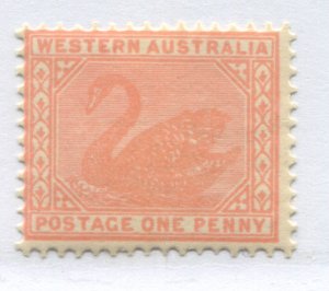 Western Australia  1902 1d salmon perf 12 1/2 by 12 mint o.g. hinged