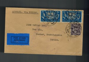 1939 Ireland Transatlantic airmail First Flight Cover FFC to Warman Canada