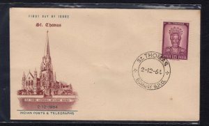 India #394  (1964 St. Thomas Statue  issue) unaddressed FDC