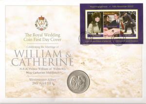 Cook Islands 2011 William & Catherine - $1 Coin Coin Cover