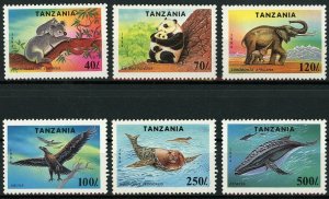 Tanzania Fauna Wildlife Wild Animal Elephant Panda Koala Serie Set of 6 Stamps M