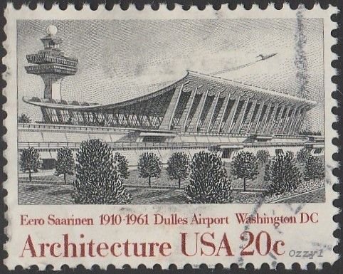 USA #2022 1982 20c Architecture Dulles Airport Eero Saarinen USED-Fine-NH.