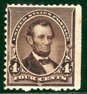 USA Stamp #222 4c Dark Brown (1890) LINCOLN Mint MM Cat $90 {samwells}YELLOW368