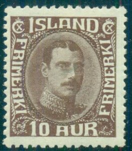 ICELAND #181, 10aur Chr. X, og, XLH, XF+, Scott $140.00