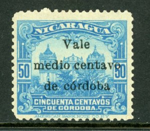 Nicaragua 1918 Cathedral Provisional ½¢/50¢ Scott 370 MNH M474