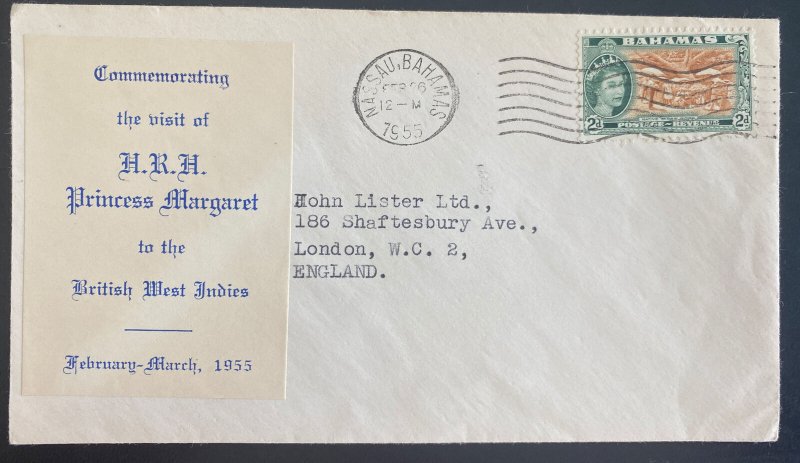 1955 Nassau Bahamas First Day Cover FDC Royal Visit HRH Princess Margaret