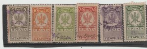 Poland 1925 - 5 to 50 Groszy Municipal ,6 Revenue ,Oplata Stemplowa Used