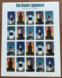 US #5621-5625 MNH Sheet of 20 Mid-Atlantic Lighthouses (.55)