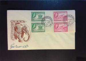 Gold Coast 1953 Elizabeth 1.5d & 3d Pairs / First Day Cover - Z813