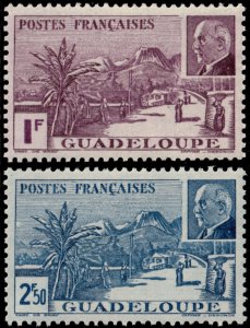 ✔️ VICHY FRANCE GUADELOUPE 1941 - PETAIN & VULCANO - Sc 157/158 MNH ** [03P4]