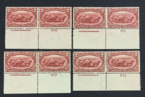 MOMEN: US STAMPS #286 PLATE IMPRINT PAIRS MINT OG H LOT #70994