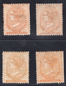 MOMEN: MALTA 1863-71 SHADES CROWN CC MINT OG H LOT #65386