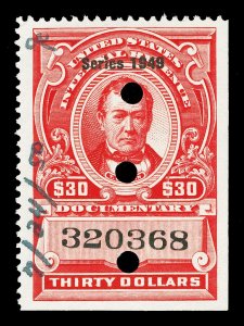 Scott R530 1949 $30.00 Dated Red Documentary Revenue Used VF