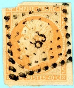 France, Scott #18, Used, with backing on reverse