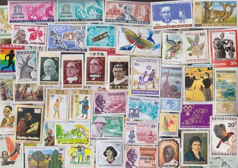 200 All Different RWANDA Stamps - ALL LARGE SIZED