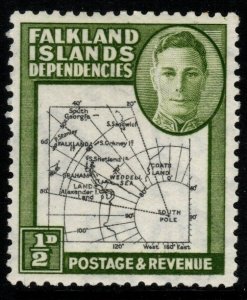 FALKLAND IS.DEP. SGG1 1946 ½d BLACK & GREEN MTD MINT