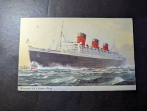 1954 England Paquebot Ship Postcard Cover Southampton to Detroit MI USA