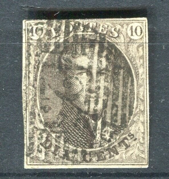 BELGIUM; 1850s classic Leopold Imperf issue used Shade of 10c. value Postmark