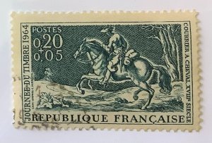 France 1964 Scott B376 used - Stamp Day,  horse rider of the 18th century