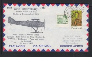 Canada 1972 50th anniversary flight cover #A7214a  Twillingate-Fogo