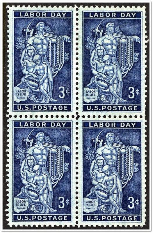 SC#1082 3¢ Labor Day Block of Four (1956) MNH