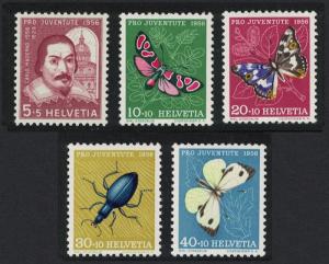 Switzerland Butterflies 5v Moths Beetle Pro Juventute 1956 MH SG#J162-J166