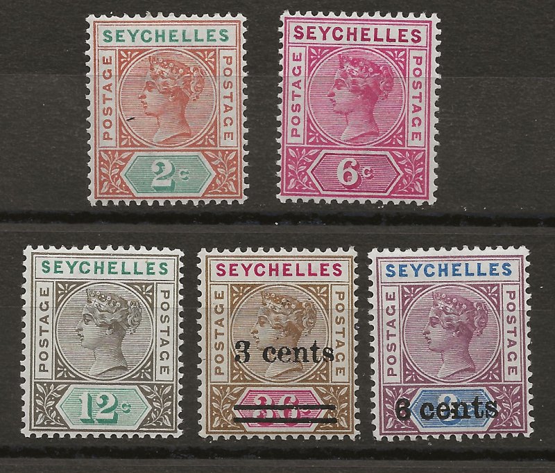 Seychelles 5 DIFF MLH VF 1890-1901 SCV $19.60 (jr)