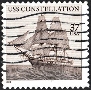 SC#3869 37¢ USS Constellation Single (2004) Used