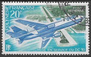 French Polynesia Scott C97 Used 20f Start of DC10 Service Air Mail issue of 1973