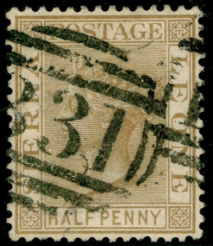 SIERRA LEONE SG23, ½d brown, used. Cat £60.